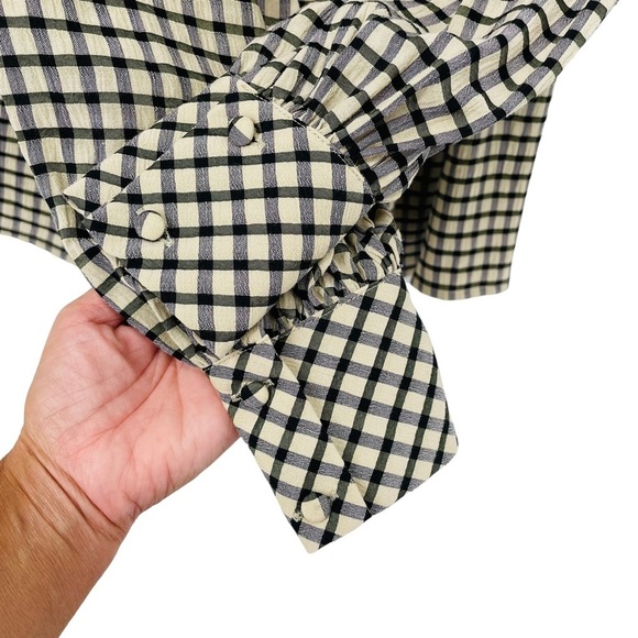 Urban Revivo Check Print Frill Detail Blouse - Sz 2 - Picture 8 of 15